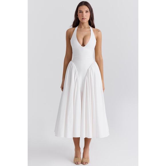 House Of CB Marilyn Cotton Halter Midi Sundress - XL-US 10-12 - Picture 1 of 8